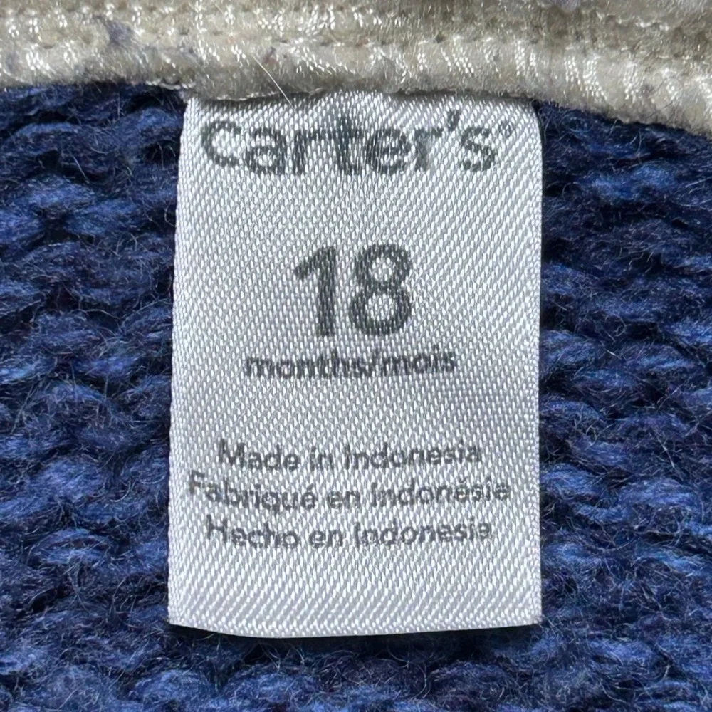Carter's‎ Toddler Boys 18 Months Blue Sherpa Lined Knit Hoodie Jacket